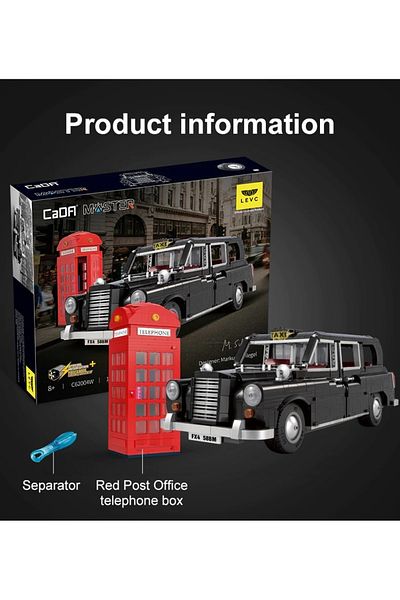 cada LEVC London Taxi car made of building blocks 1871 pcs