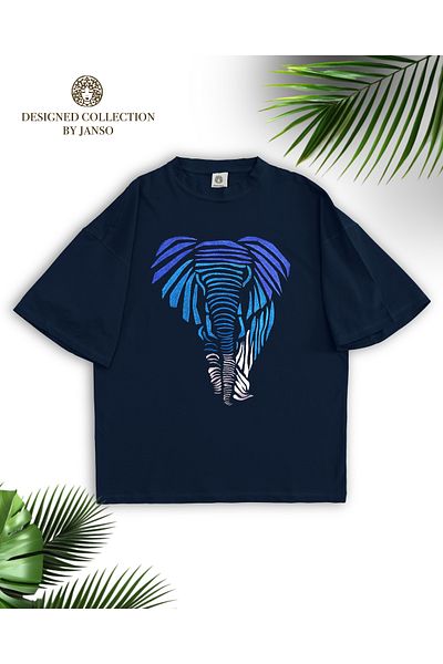 JANSO GROUP -Women's Cotton Printed Elephant Short Sleeve Tshirt Oversize Big Size