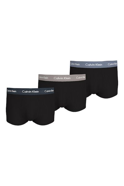 Calvin Klein , Set of low-rise boxers - 3 pairs, Black, Taupe Dark Brown, Blue, M