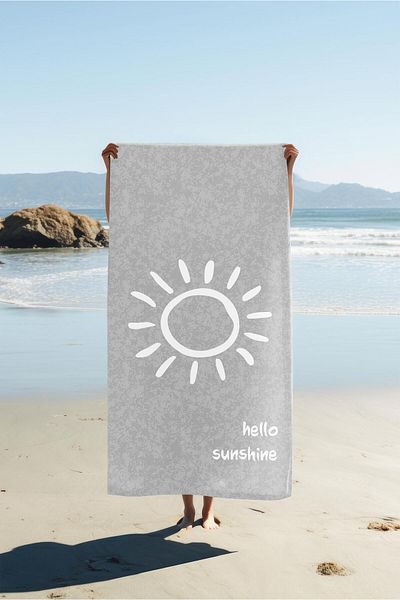 Doruklar Home Collection Hello Sunshine Written Beach Πετσέτα Θάλασσας Ψηφιακή Εκτύπωση Πεστάμαλ 80x160 CM HSS05