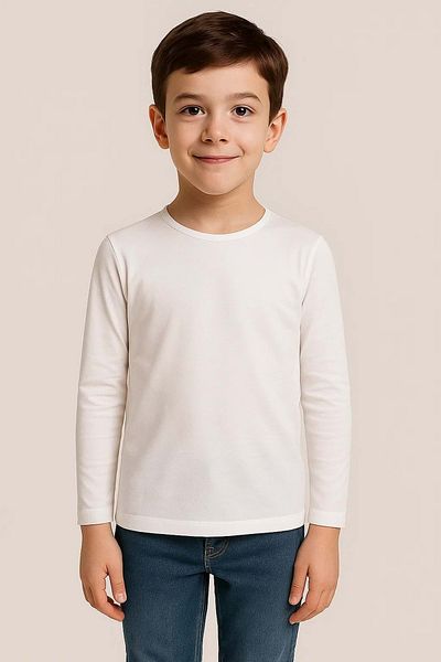 Mnk Baby&Kids Unisex Copii Crew Gât cu mânecă lungă School Badi M00748 ALB