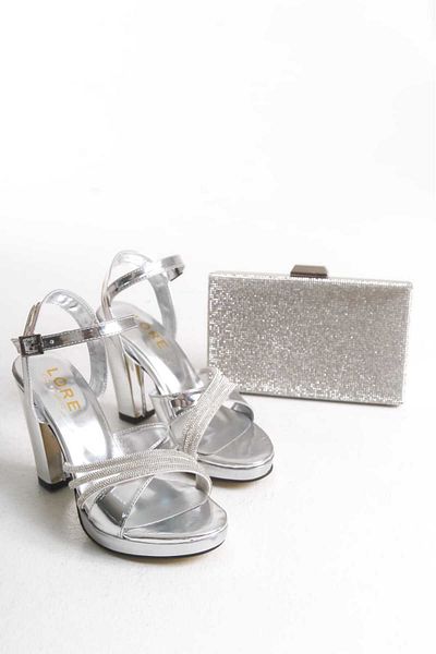 AYDOĞDU by ünal Stoned Bagged Baretted Thick Heelled Evening Shoes