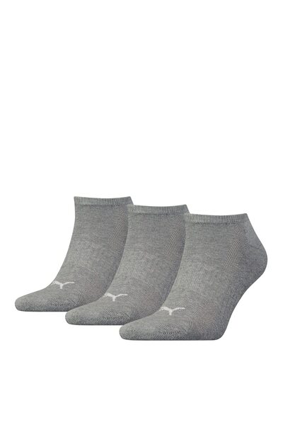 Puma , Set of short unisex socks with logo - 3 pairs, Grey, 39-42