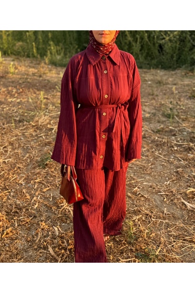 Mina Terzi&Butik Muslin Shirt Pants Double Set