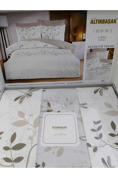 Altınbaşak 100% Cotton Ranforce Double Duvet Cover Set Linea Pebble