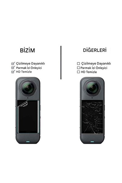 Genel Markalar Insta360 X3 Aksiyon Kamera Uyumlu 4 Adet Şeffaf Ekran koruyucu Nano Jelatin