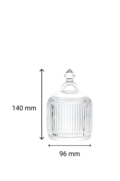 TrendDeco Line Patterned Glass Jar with Lid Spice Jar Small Size