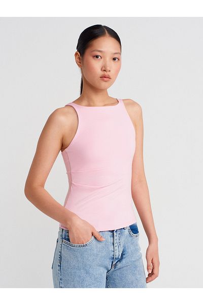 Dilvin 31943 Sleeveless Top-Powder Pink