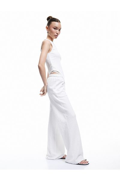 Koton New Season Cotton Wrap Comfortable Fit High Waist Lace-Up Wide Leg Pants