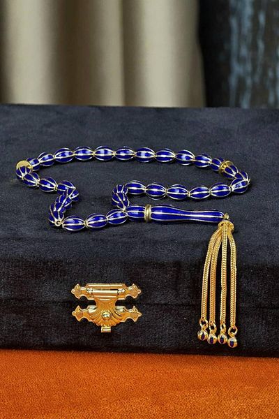 dergah tesbih Enamel Embroidered Full Silver Design Prayer Beads