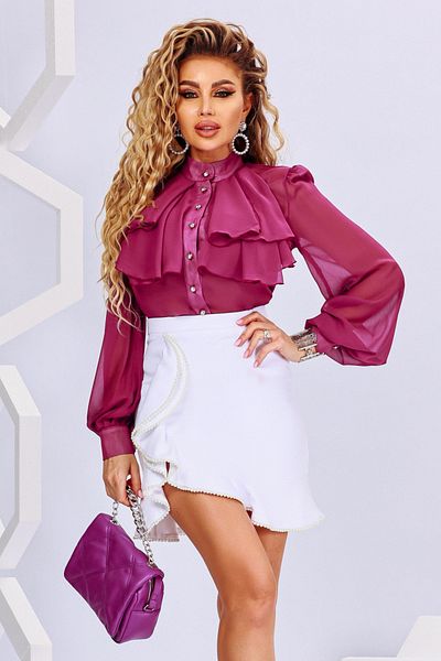Atmosphere Fashion Fustă scurtă albă cu volane