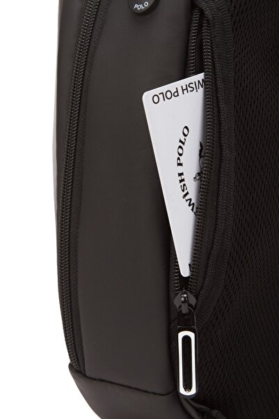 Newish Polo Men's Black Hard Leather Backpack New301