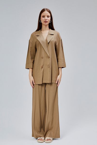 Bolivente Toprak Oversize Half Sleeve Linen Suit