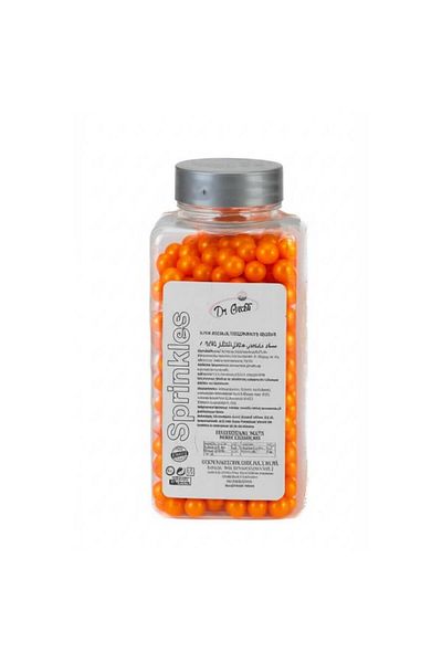 Dr. Gusto 8 mm Orange Beads Sugar 250 g – Cake and Dessert Decoration Sugar