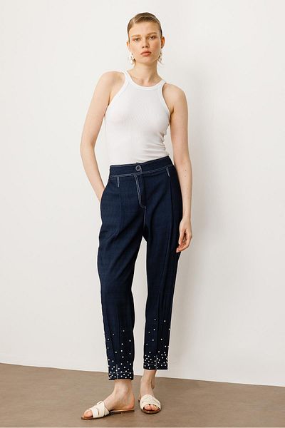 Moda İlgi Modailgi - Pearl Detailed Side Pocket Trousers-40097