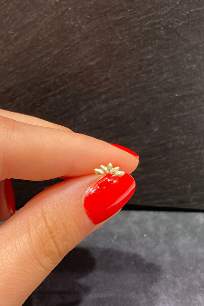 La femme by begum Taşsız Uzun Lotus Çiçeği Arka Top Döndürmeli Gold Gümüş Piercing, helix, tragus, conch, flat,