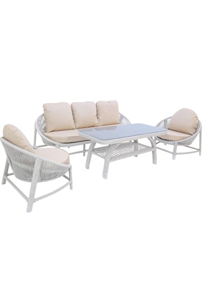 ReHome Marise | Üçlü Rattan Bahçe Oturma Grubu | 3+1+1+Sehpalı Bahçe Takımı