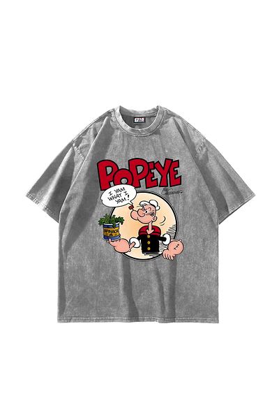 Sekizbiraltı Πόπι Τυπωμένο Oversize Unisex Πλενόμενο Λευκό Tshirt