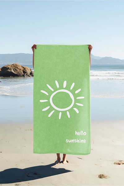Doruklar Home Collection Hello Sunshine Written Beach Sea Towel Digital Printing Peshtamal 80X160 cm Hss04