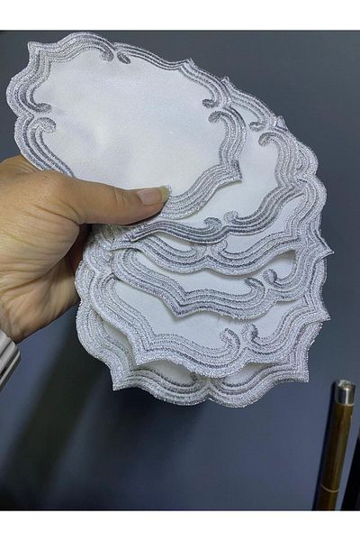 elif aksesuar 6-Piece Coffee Presentation Napkin Silver