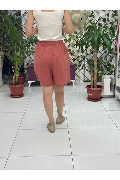 Punta Otantik Nc61329 Italian Linen Pocket Shorts Skirt Tile