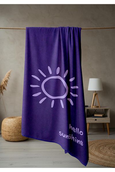 Doruklar Home Collection Hello Sunshine Written Beach Πετσέτα Θάλασσας Ψηφιακή Εκτύπωση Πεστάμαλ 80x160 CM HSS02