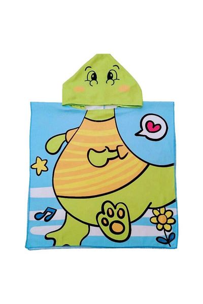 BaoBao Children's poncho towel with hood - cheerful dinosaur pattern, 56x60 cm