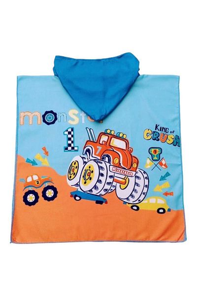 BaoBao Children's hooded poncho towel - Monster Truck model, 56x60 cm