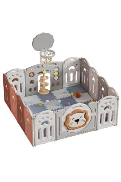 LITTLE ANGEL - مجموعة سياج قابل للطي للأطفال وحظيرة كرة سلة - 16 قطعة