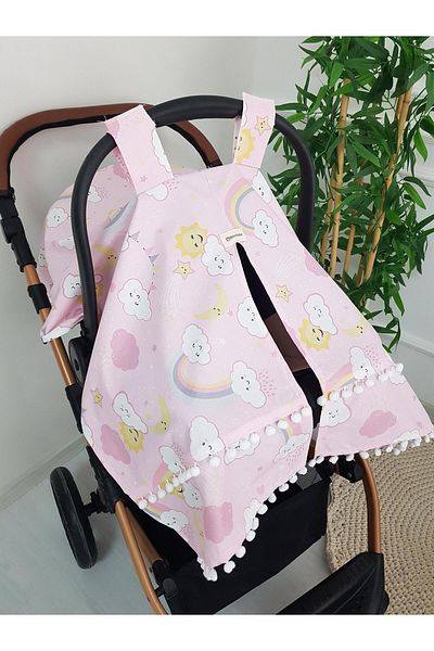 ilkimbebe Rainbow Cloud Pompom Baby Stroller Cover