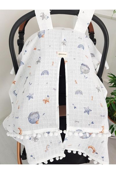 ilkimbebe Full Moon Pompom Baby Stroller Cover