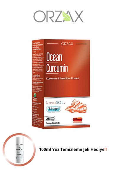 Ocean Curcumin 30 Capsules (Curcumin and Black Pepper Extract) + 100 Facial Cleansing Gel Gift