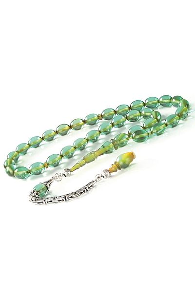TESBİHCİBABA Chain Tassel Water Green Crimping Amber Prayer Beads