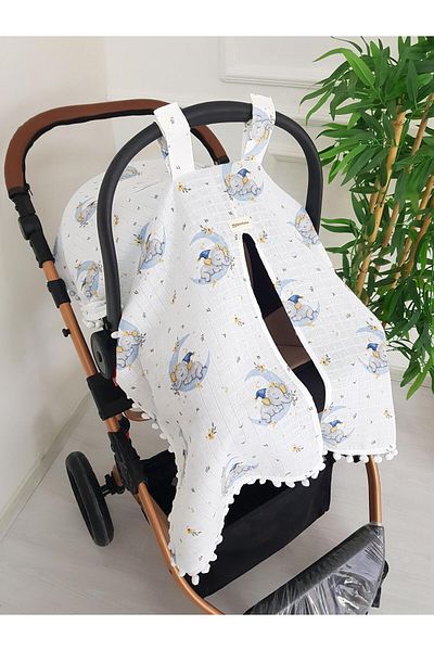 ilkimbebe Sleeping Elephant Pompom Baby Stroller Cover
