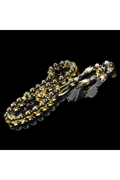 TESBİHCİBABA Lithuanian Gold Fossil Drop Amber Prayer Beads