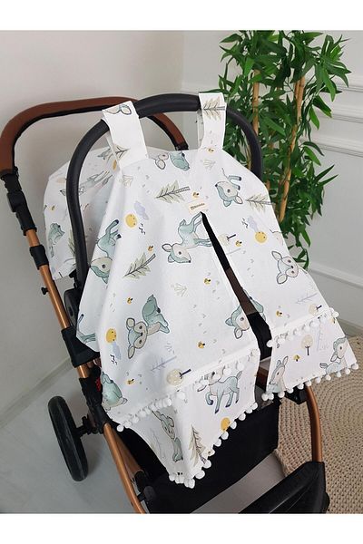 ilkimbebe Wooded Gazelle Pompom Baby Stroller Cover