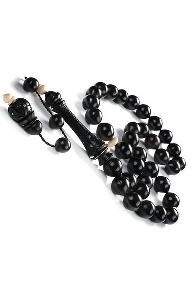 TESBİHCİBABA Master Craftsmanship Pen Processing Imam's Ebony Wood Prayer Beads