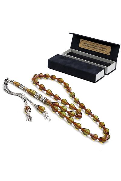 TESBİHCİBABA Nakkaş Eye Tear Letter Tassel Tightening Amber Prayer Beads