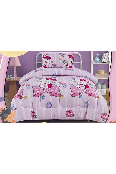 Moon Single Bed Sheet Filling, 3-Piece Reversible Cartoon Printed Quilt Set, for Your Child's Comfort