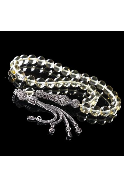 TESBİHCİBABA Unique Artifact Silver Design Water Drop Has Amber Prayer Beads