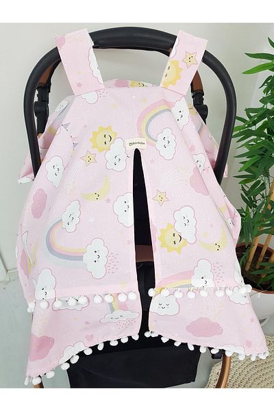 ilkimbebe Rainbow Cloud Pompom Baby Stroller Cover