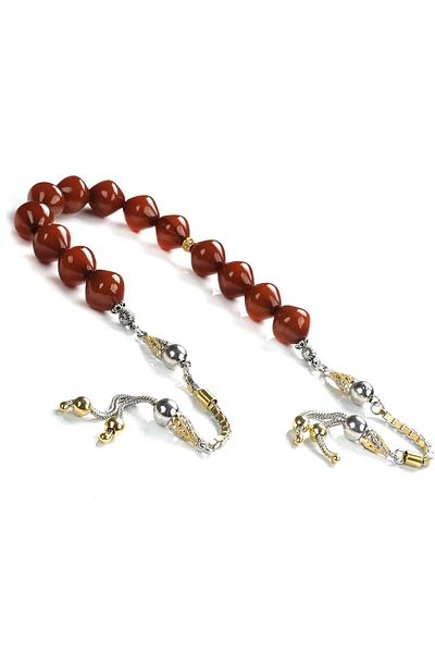 TESBİHCİBABA Alkan Master Craftsmanship Istanbul Cut Crimping Amber Zaza Prayer Beads