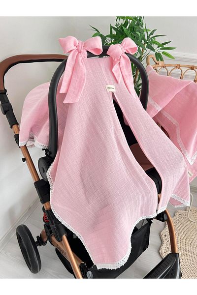 ilkimbebe Lacy Muslin Stroller Cover, Double Layer Muslin Blanket