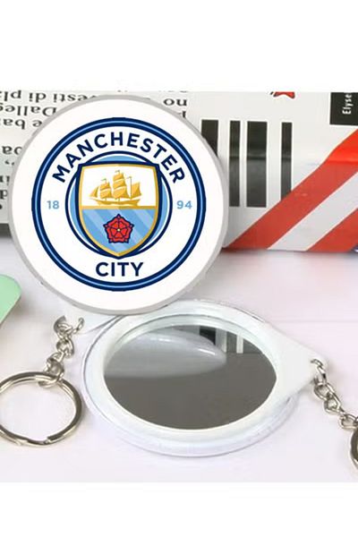Generic Circular keychain with the design of Manchester City Club wonderful key chain with reflective mirror