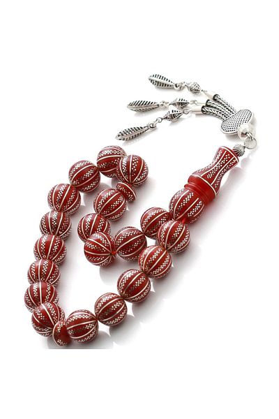 TESBİHCİBABA Efe Collection Watermelon Split Fire Amber Prayer Beads