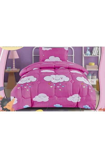Moon Single Bed Sheet Filling, 3-Piece Reversible Cartoon Printed Quilt Set, for Your Child's Comfort