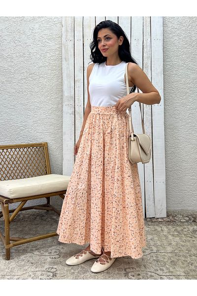 KÜÇÜĞÜM BUTİK Φούστα Poplin Flared με Σολομό Daisy