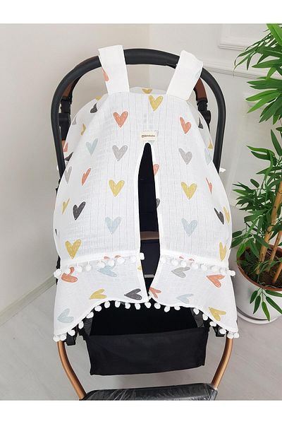 ilkimbebe Heart Pompom Baby Stroller Cover