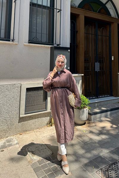 lurex moda Cămașă lungă din bumbac și in