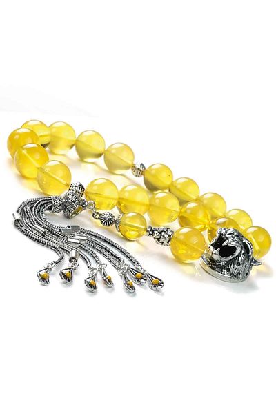 TESBİHCİBABA Has Amber Prayer Beads with Smoky Mascot Tiger Tassels